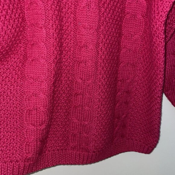 Vintage LL Bean Women’s 100% Wool Sweater Fisherman Cable Knit XL Pockets - Picture 10 of 16